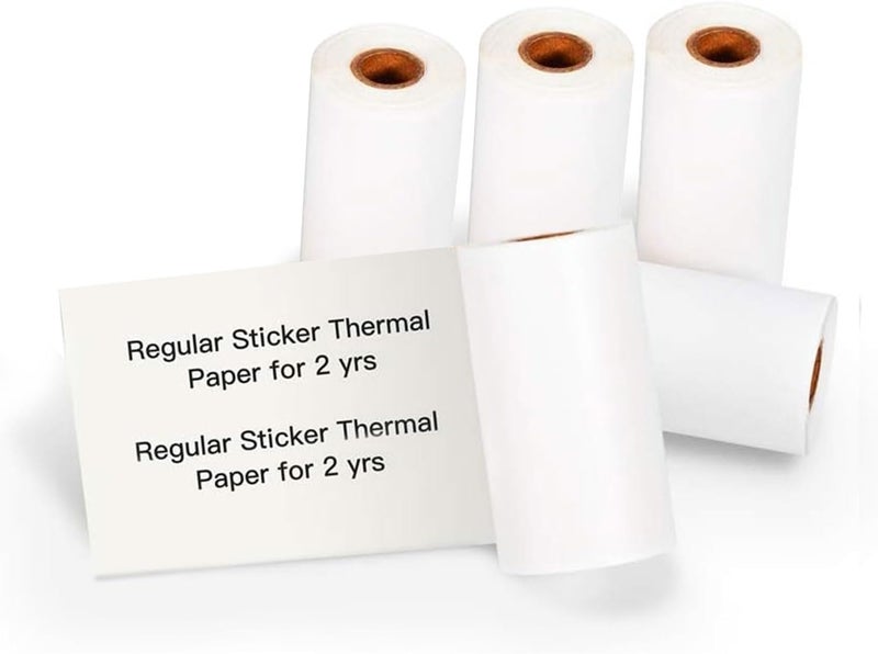 fannster White self-adhesive thermal paper (50mm x 3.5m, 5 rolls) Compatible for Phomemo M02/T02/P2S/M03/M04S & Vretti TP2/TP6 printers. Glossy printable sticker paper, suitable for notes, lists, and stickers - Image 1